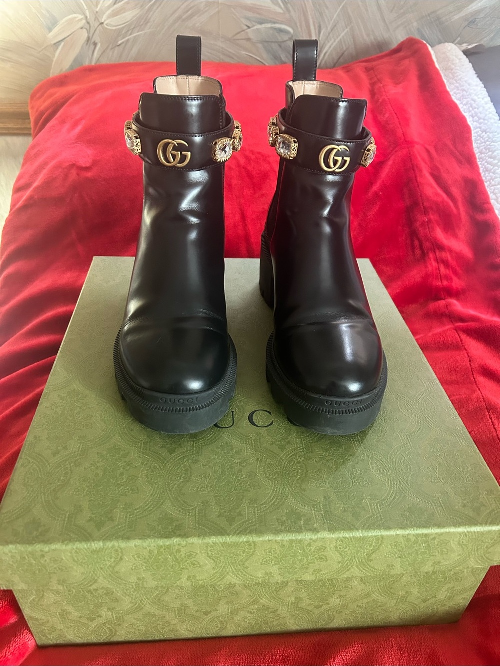 Authentic Gucci Trip Jewel Strap Bootie